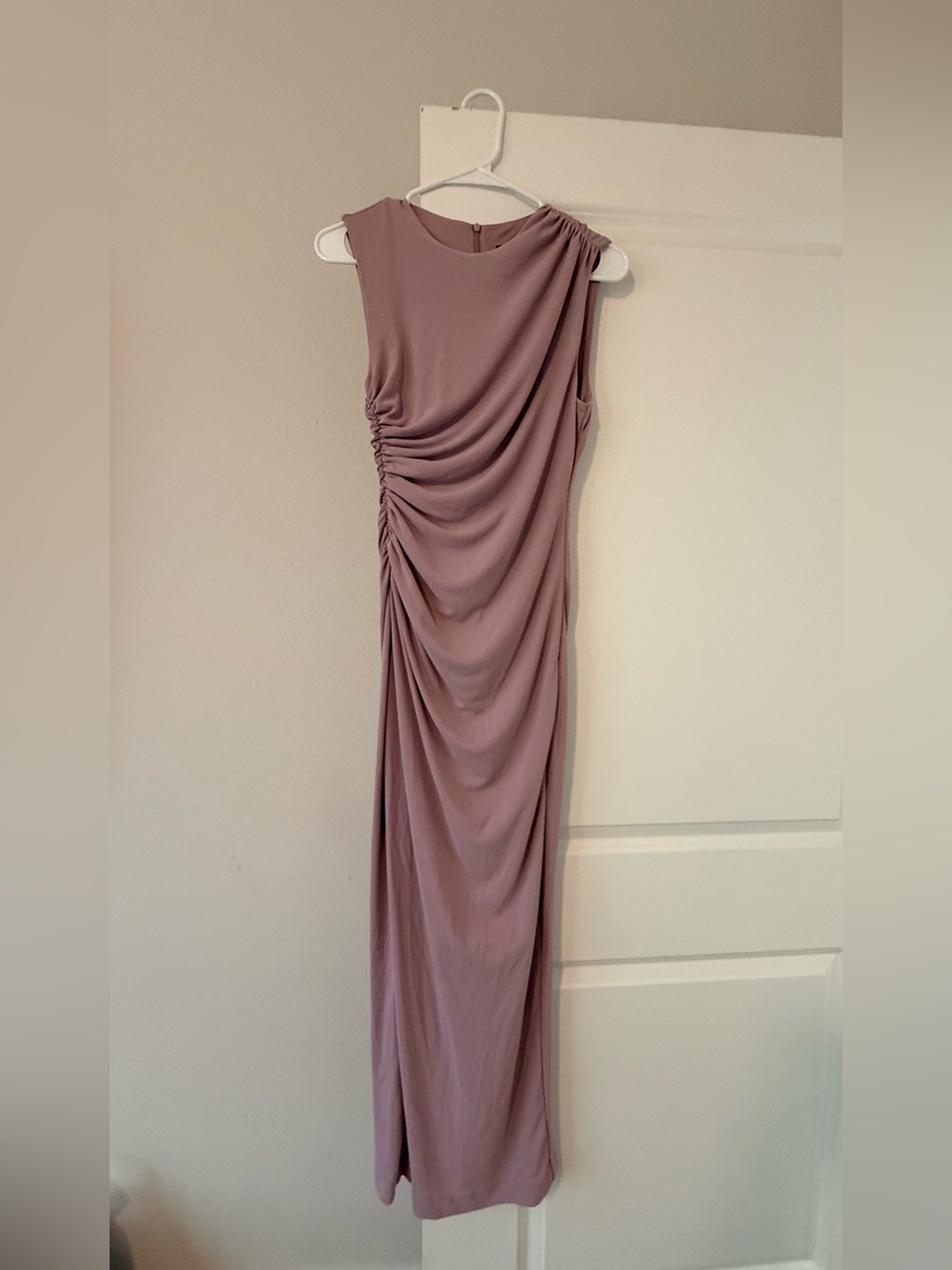 Zara Mauve Ruched Maxi Dress